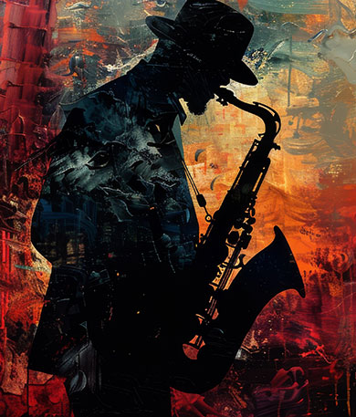 Jazz Saxophonist als Aquarell Bild